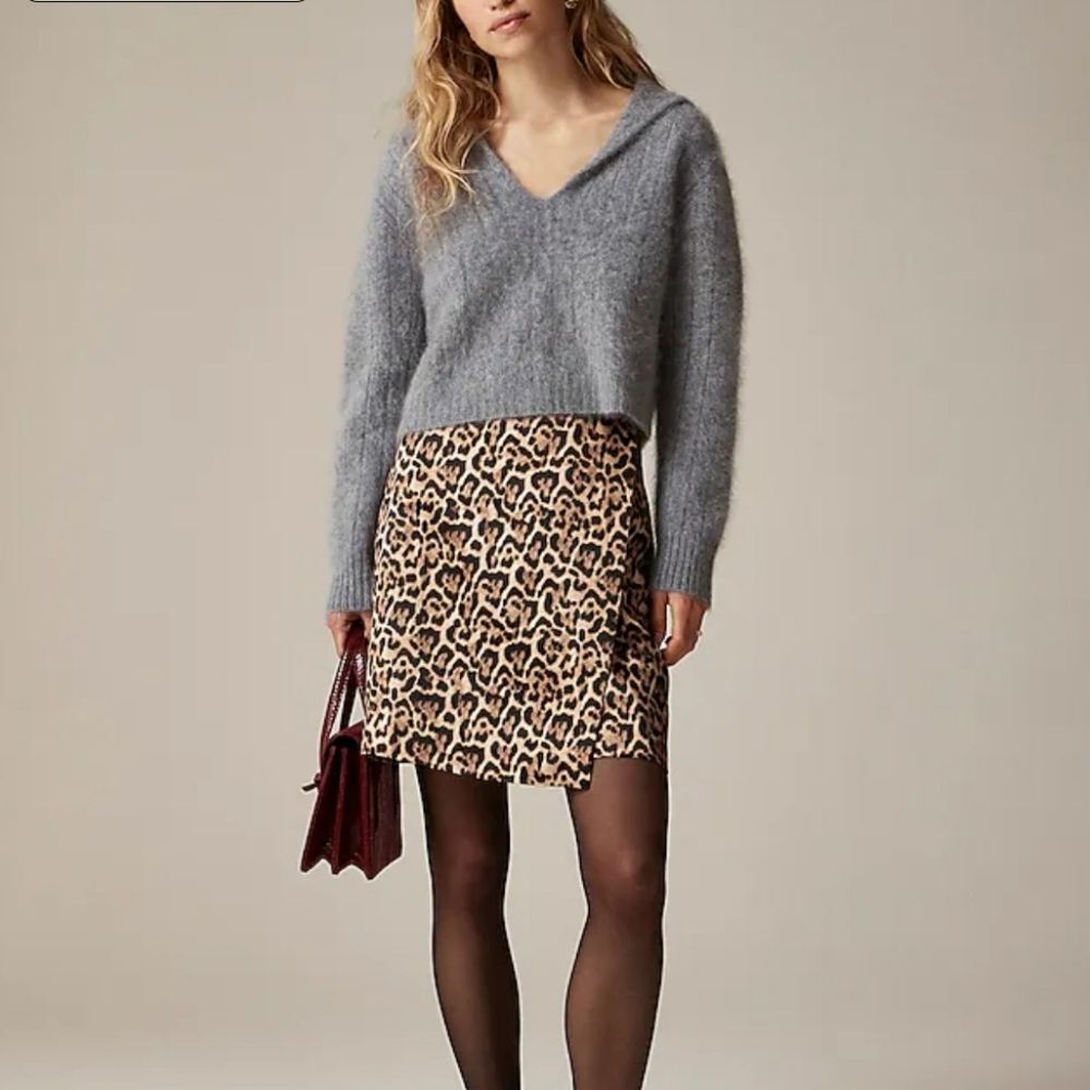 J. Crew Leopard-print wrap mini skirt in duchesse satin size 4